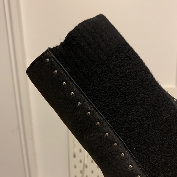 Studded Heel Black Sock Booties - Picture 3 of 4